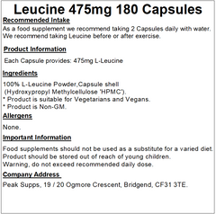 L-Leucine 475mg Capsules