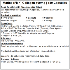 Marine (Fish) Collagen 400mg Capsules (Type 1)