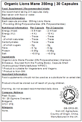 Organic Lions Mane 350mg Capsules (Pure)