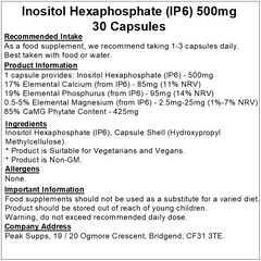 Inositol Hexaphosphate (IP6) 500mg Capsules (Pure)