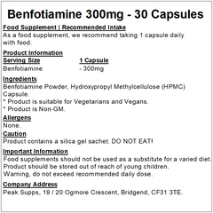 Benfotiamine 300mg Capsules (Pure)