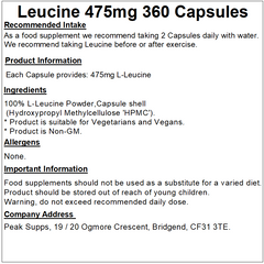 L-Leucine 475mg Capsules
