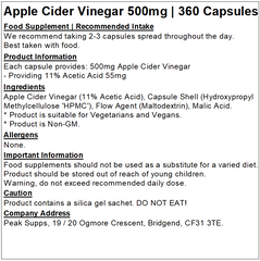 Apple Cider Vinegar 500mg Capsules