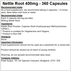 Nettle Root 400mg Capsules (Pure)