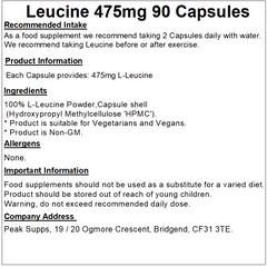 L-Leucine 475mg Capsules
