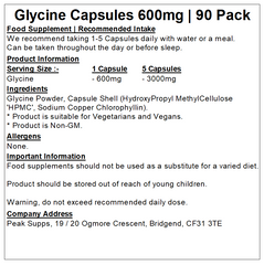 Glycine 600mg Capsules (Pure)