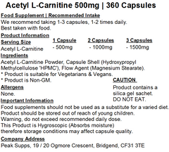 Acetyl L-Carnitine 500mg Capsules