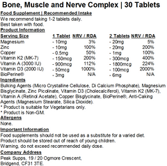 Bone, Muscle & Nerve Complex – Magnesium, Vit A, D3, K2, Zinc, Copper, Bioperine
