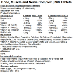 Bone, Muscle & Nerve Complex – Magnesium, Vit A, D3, K2, Zinc, Copper, Bioperine
