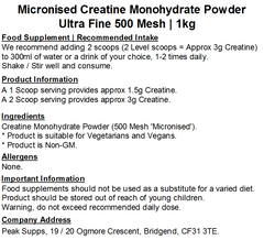 Micronised Creatine Monohydrate Powder | Ultra Fine 500 Mesh | Easy to Mix