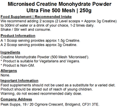 Micronised Creatine Monohydrate Powder | Ultra Fine 500 Mesh | Easy to Mix