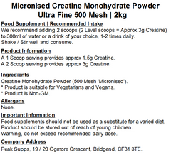 Micronised Creatine Monohydrate Powder | Ultra Fine 500 Mesh | Easy to Mix