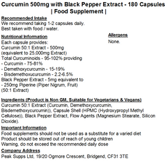 Curcumin 500mg with Black Pepper Extract Capsules