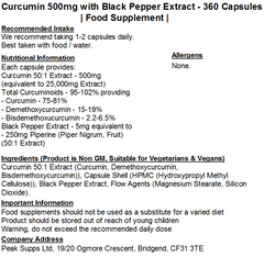 Curcumin 500mg with Black Pepper Extract Capsules