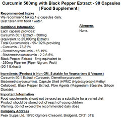 Curcumin 500mg with Black Pepper Extract Capsules