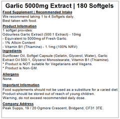 Garlic Extract 5000mg Softgel Capsules (Odourless)