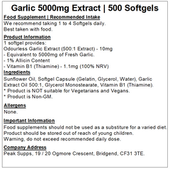 Garlic Extract 5000mg Softgel Capsules (Odourless)