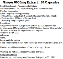 Ginger 8000mg Extract Capsules (Gingerols & Shoaguls)