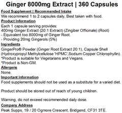 Ginger 8000mg Extract Capsules (Gingerols & Shoaguls)