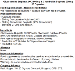 Glucosamine Sulphate 2KCl 600mg and Chondroitin Sulphate 300mg Capsules