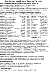 Multivitamins & Minerals Powder V3 – Methylated Vitamins (Folate, B6 ‘P5P’ & B12)