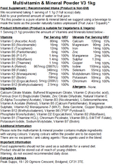 Multivitamins & Minerals Powder V3 – Methylated Vitamins (Folate, B6 ‘P5P’ & B12)