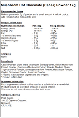 Mushroom Hot Chocolate (Cacao) Powder