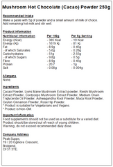 Mushroom Hot Chocolate (Cacao) Powder