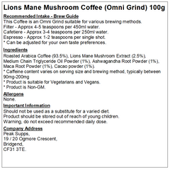 Lions Mane Mushroom Coffee (Omni Grind)