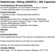 Nattokinase 100mg / 2000FU Capsules