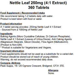Nettle Leaf 250mg (4:1 Extract) Tablets