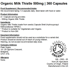 Organic Milk Thistle Capsules 500mg (Pure)