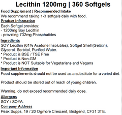 Soya Lecithin 1200mg Softgel Capsules (Pure)
