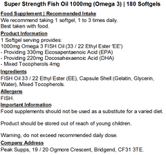Super Strength Fish Oil 1000mg (Omega 3) Softgels