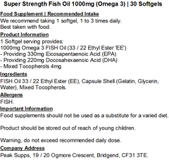 Super Strength Fish Oil 1000mg (Omega 3) Softgels