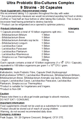 Ultra Probiotic Bio-Cultures Complex - 9 Strains (10 Billion CFU Per Capsule)