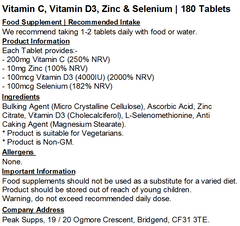 Vitamin C, Vitamin D3, Zinc & Selenium Tablets