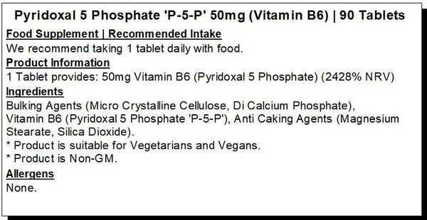 Vitamin B6 P5p Pyridoxal 5 Phosphate peaksupps.co.uk