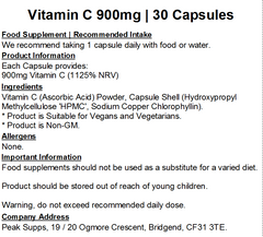 Vitamin C 900mg Capsules (Pure)