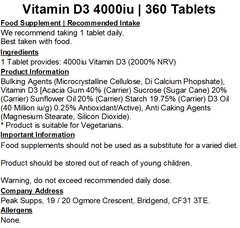 Vitamin D3 Tablets 4000iu / 100mcg