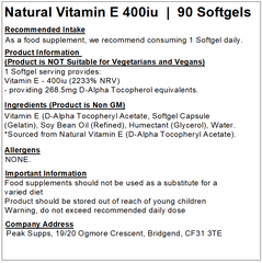 Vitamin E 400IU – Natural Vitamin E