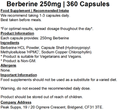 Berberine 250mg Capsules (Pure)