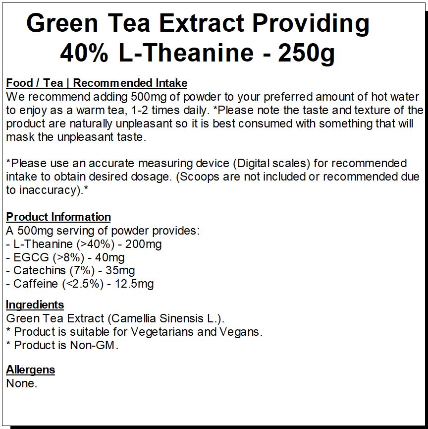 Green Tea Extract Providing 40% L-Theanine Powder