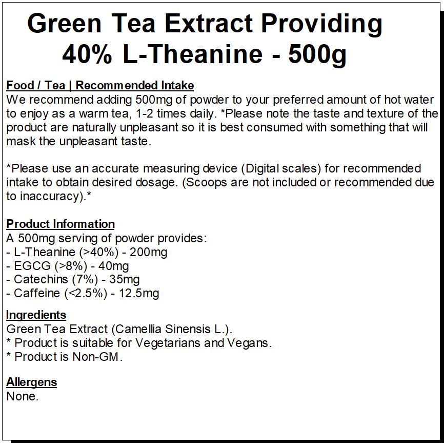 Green Tea Extract Providing 40% L-Theanine Powder