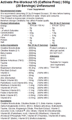 Activate Pre Workout V5 (Caffeine & Stimulant Free)