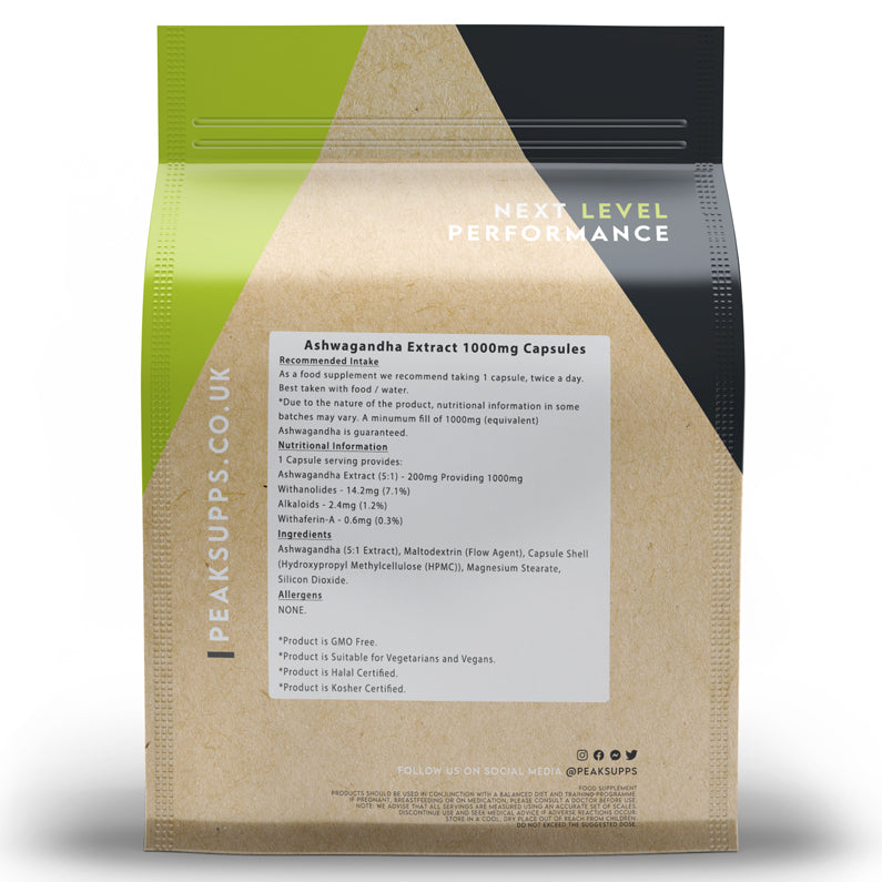 Peak Supps Ashwagandha Extract Capsules 1000mg