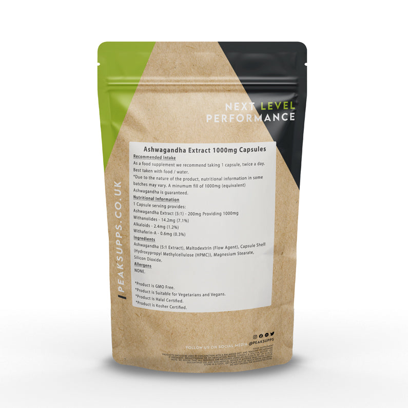 Peak Supps Ashwagandha Extract Capsules 1000mg