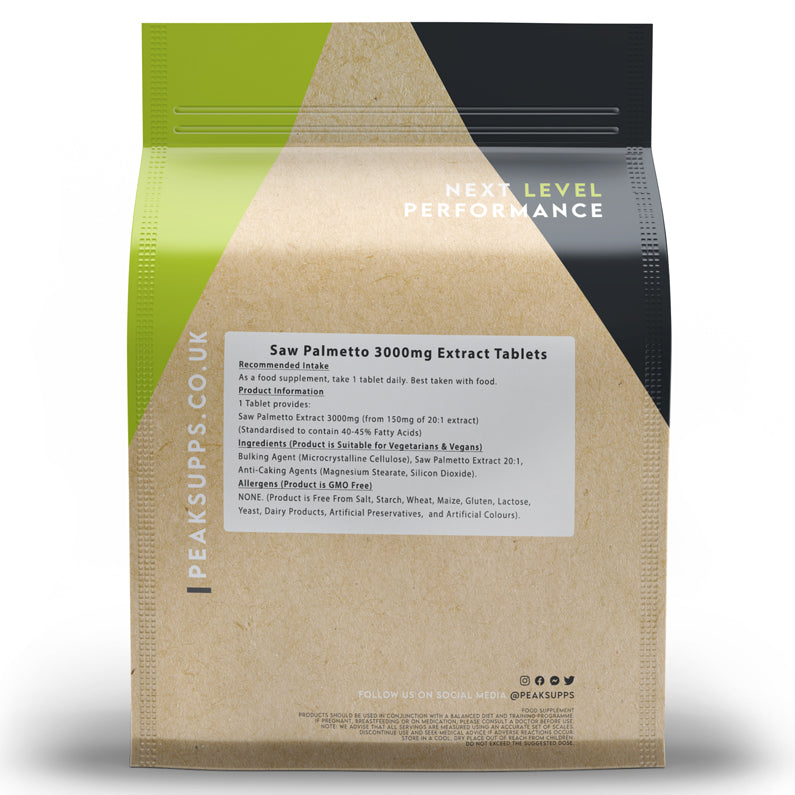 Peak Supps Saw Palmetto 3000mg Extract Tablets
