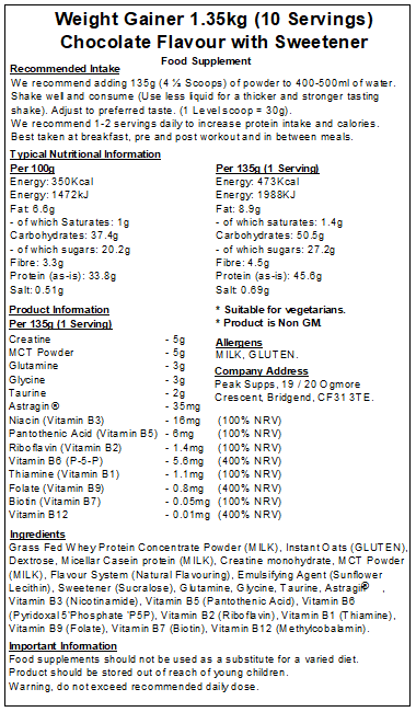 Weight Gainer Protein (Mass Gainer)