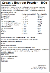 Organic Beetroot Powder - With Calcium Carbonate - SALE